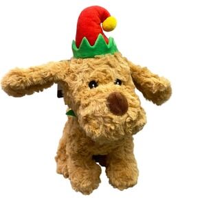 Christmas Dog Pet Toy 9" Squeaker Crinkle Ears‎ Elf Hat Collar Metro Pawlin